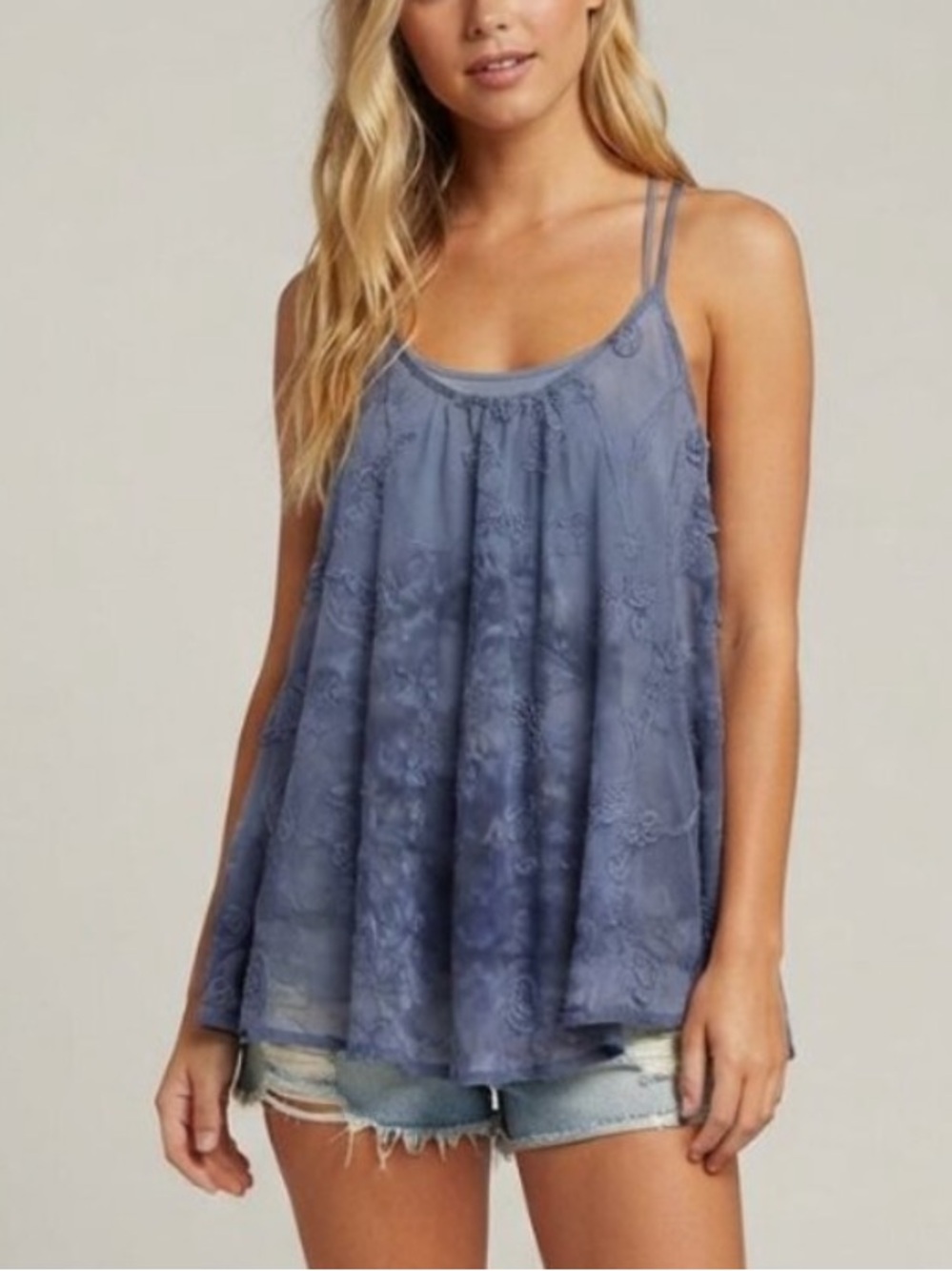 Intimately Free People Blue Floral Lingerie Top Size Medium 57361